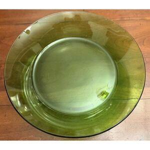 Vintage Duralex France Lys Green Glass Serving Salad Bowl Large Mid Century